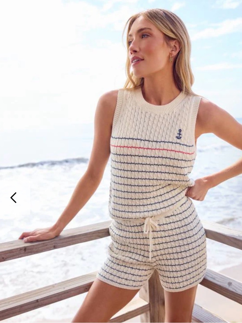 NWT Stitches & Stripes Cream Nautical Anchor Knit Tank